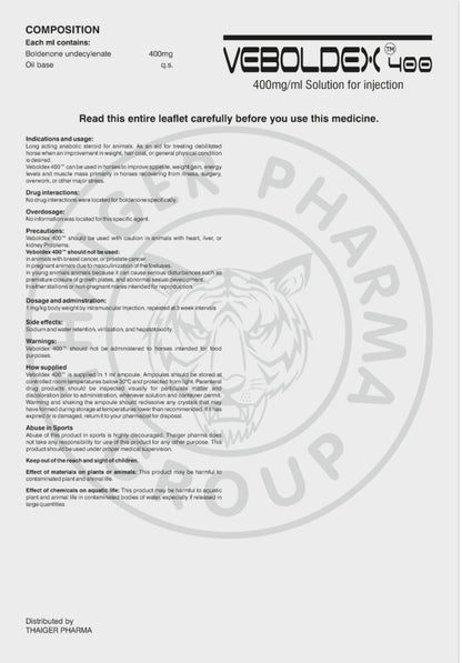 VEBOLDEX 400
BOLDENONE UNDECYLENATE 400 MG